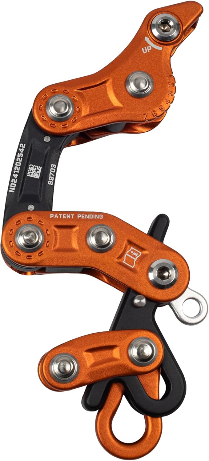 ノッチロープランナー Vertec アルティメットクライミング&ワークポジショニングデバイス、工具不要の調整、正中線取り付け可能、ライン11-12.9mm限定エディションで使用-オレンジ(99703OR)