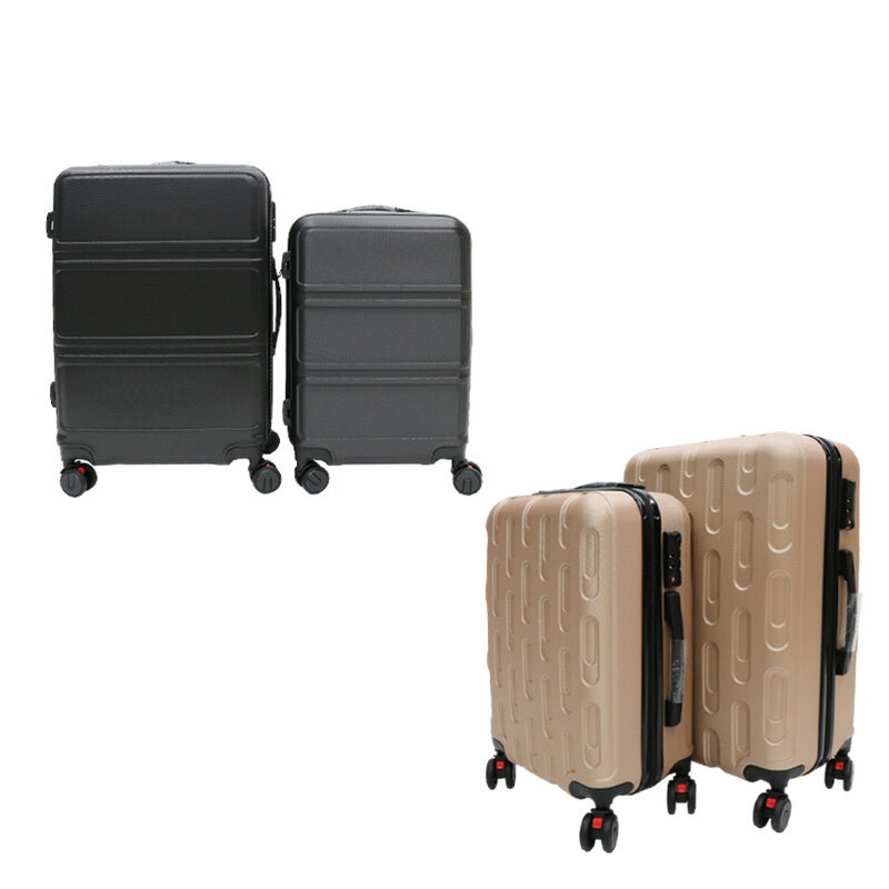 樂天商城 - 軽量樹脂製キャリーケース S Mセット ブラック ゴールド TSA LOCKキャリーケース 超軽量 高強度 静音キャスター ABS樹脂製 スーツケース suitcase 旅行バッグ 大容量 フレームタイプ ダイヤル式 ダブルキャスター