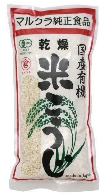 【食べ方・使用方法】 ☆本品1袋にお湯200cc（約40℃）を入れ、30分～1時間後（生こうじの状態に戻して）ご使用ください。　 【保存方法・その他】 ＊直射日光・高温多湿を避け常温で保存する。 【栄養成分容量当り】 100gあたり 【栄養成分】 エネルギー 366kcal たんぱく質 6.4g 脂　　　質 1.6g 炭水化物 81.5g 食塩相当量 0g 原材料 有機米（国産）