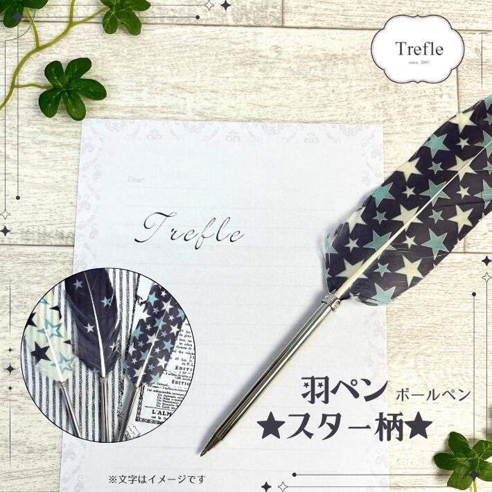 Rakuten - プチギフト ネコポス 送料無料 羽根ペン スター フェザーペン ボールペン 使い切り ステーショナリー ギフト プレゼント
