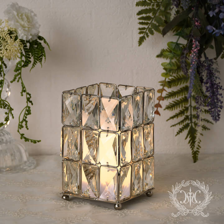 スーパーセール! 20%OFF メゾンクリスタル キャンドルホルダー&キャンドルセット LED 照明 インテリア ガラス プレゼント【246ss3】