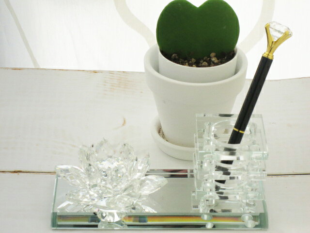 39送料無料( クリスタルロータス付きペン立て&ダイヤモチーフペンBK付き ) ペンスタンド 画 プレゼント