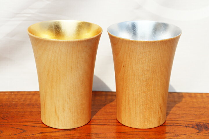 39送料無料 天然木 祝杯 ナチュラル 盃 漆器 金 OR 銀 コップくりぬき 日本製 プレゼント 日本酒 器