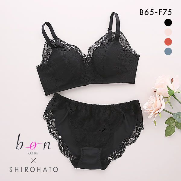 40％OFF ビーオーエヌ bon×SHIROHATOコラボ 脇高 ノンワイヤー とろRich ブラジャー ショーツ セット レディース trelinge 全4色 B65-M..