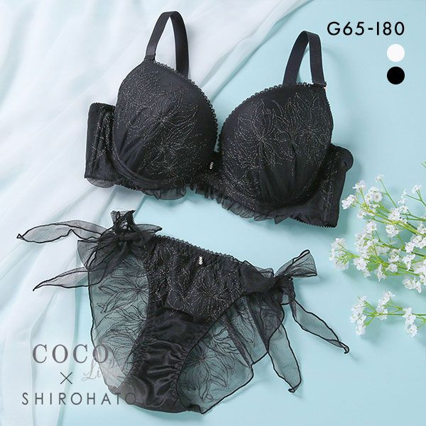 ココランジェ COCO Linge ダズリンフラワー ブラジャー ショーツ セット 総レース SHIROHATO別注 GHI バックレース サイドリボン レデ..