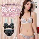 ラブジェリー フラワーウィング ブラセット EF 大きいサイズ グラマー 谷間ブラ 脇寄せ Wパッド 総レース 盛り胸 バストアップ ブラショーツセット Love gerie レディース trelinge 全2色 E70-M-F80-L
