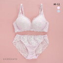 ピュアシェリ ノンワイヤー ブラジャー ショーツ セット ラメ入花柄チュール バックレース PURECHERIE レディース trelinge 全2色 M-LL