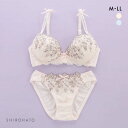 ピュアシェリ ラメ小花チュール ノンワイヤー ブラセット M L LL ブラジャー ショーツ セット PURECHERIE レディース trelinge 全2色 M-LL
