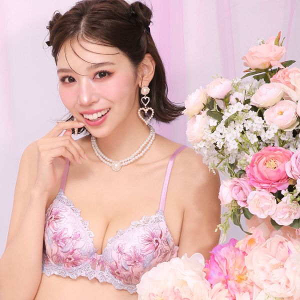 トレランジェのサンエイ 脇高 フェデフルール ブラセット ABCD 脇肉 はみ肉すっきり 脇寄せ ブラジャー ショーツ セット 美胸 谷間 丸胸 SANEI レディース trelinge 全2色 A70-M-D85-LL｜アングル2