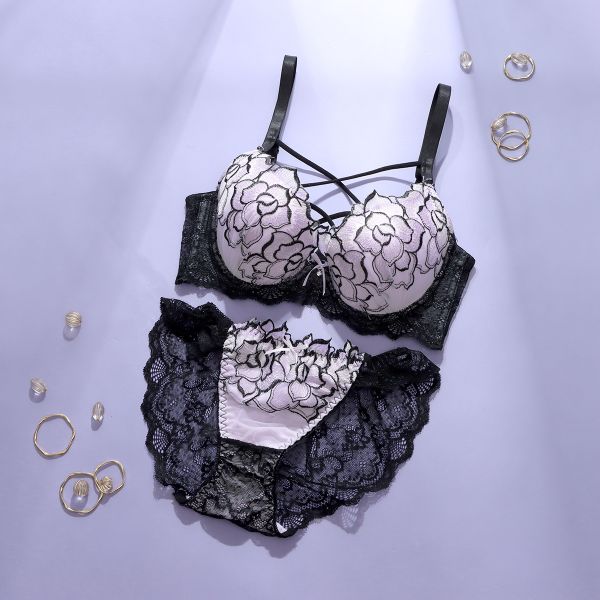 スパークス ノワールローズ ブラジャー ノーマルショーツ セット 脇高 谷間 ABCDEF バックレース SPARKS 大きいサイズ レディース trelinge 全2色 A70-M-F75-L (3)