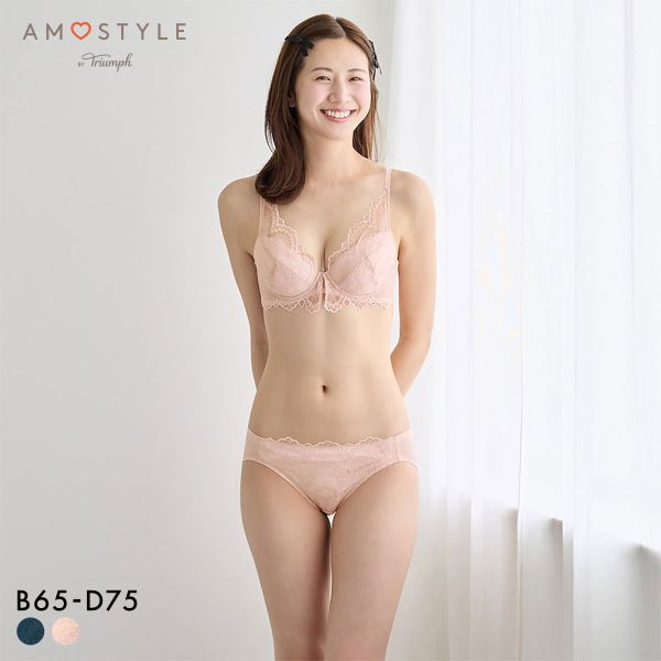アモスタイル AMST527 ウェーブラティス ブラジャー ショーツ セット ブラセット BCD AMOSTYLE GR PI レディース trelinge 全2色 B65-M-D75-L