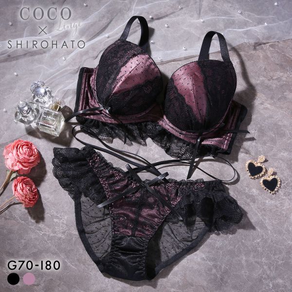 ココランジェ ドッティーティーズ ブラジャー ショーツ セット バックレース ストリング SHIROHATO別注 GHI 大きいサイズ COCO Linge レディース trelinge 全2色 G70-L-I80-LL