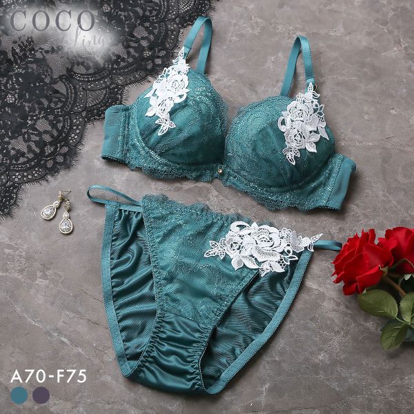 ココランジェ エレガントレーシーモチーフ ブラジャー ショーツ セット COCO Linge レディース trelinge 全2色 A70-M-F75-L