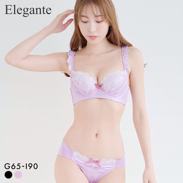 エレガント すっきりらくちんソフトワイヤー フェミニンタック ブラセット GHI65-95 グラマー ブラジャー ショーツ セット Elegant レディース trelinge 全2色 G65-M-I90-3L