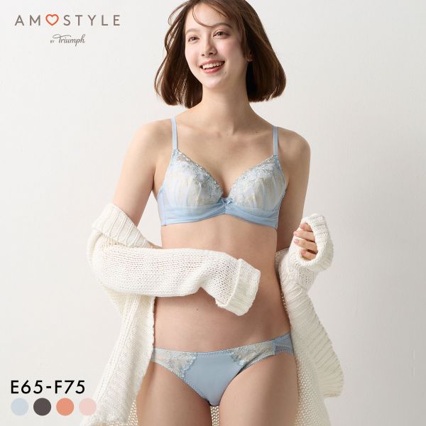 アモスタイル AMST1528 マイリトルガーデン やわぴたワイヤーブラ ブラセット ブラジャー ショーツ セット EF 大きいサイズ AMOSTYLE レディース trelinge 全4色 E65-M-F75-L
