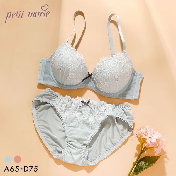 Rakuten - プチマリー ピュアトウィンクル ブラセット ABCD ブラジャー ショーツ セット まる胸 petit marie WHITE レディース trelinge 全2色 A65-M-D75-L