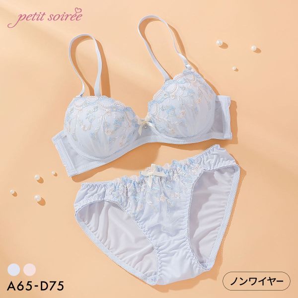 プチソワレ ロマンティックブーケ ノンワイヤー ブラセット ABCD ブラジャー ショ...