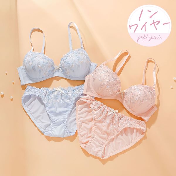 プチソワレ ロマンティックブーケ ノンワイヤー ブラセット ABCD ブラジャー ショ...