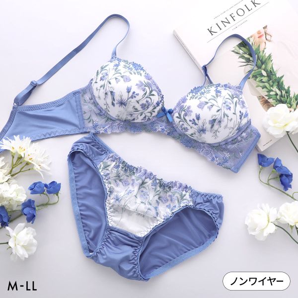 Rakuten - サンエイ リラックス＆ナチュラル 総レース ノンワイヤー ブラセット M L LL ブラジャー ショーツ セット ノンストレス SANEI レディース trelinge M／M-LL／LL