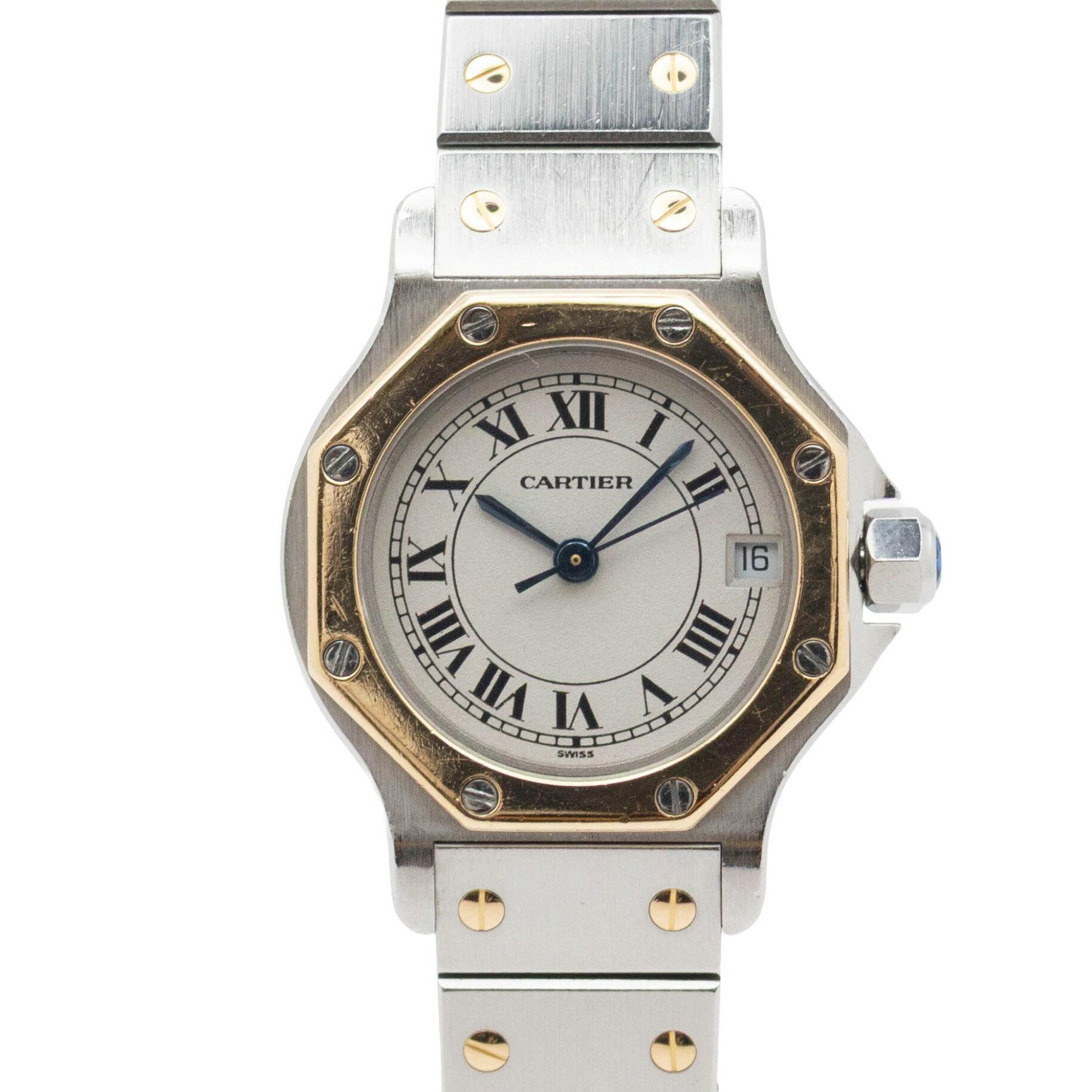 【中古】カルティエ Cartier サントス オクタゴン W2001683 Cartier Santos de Cartier クォーツ 腕時計 レディース 白