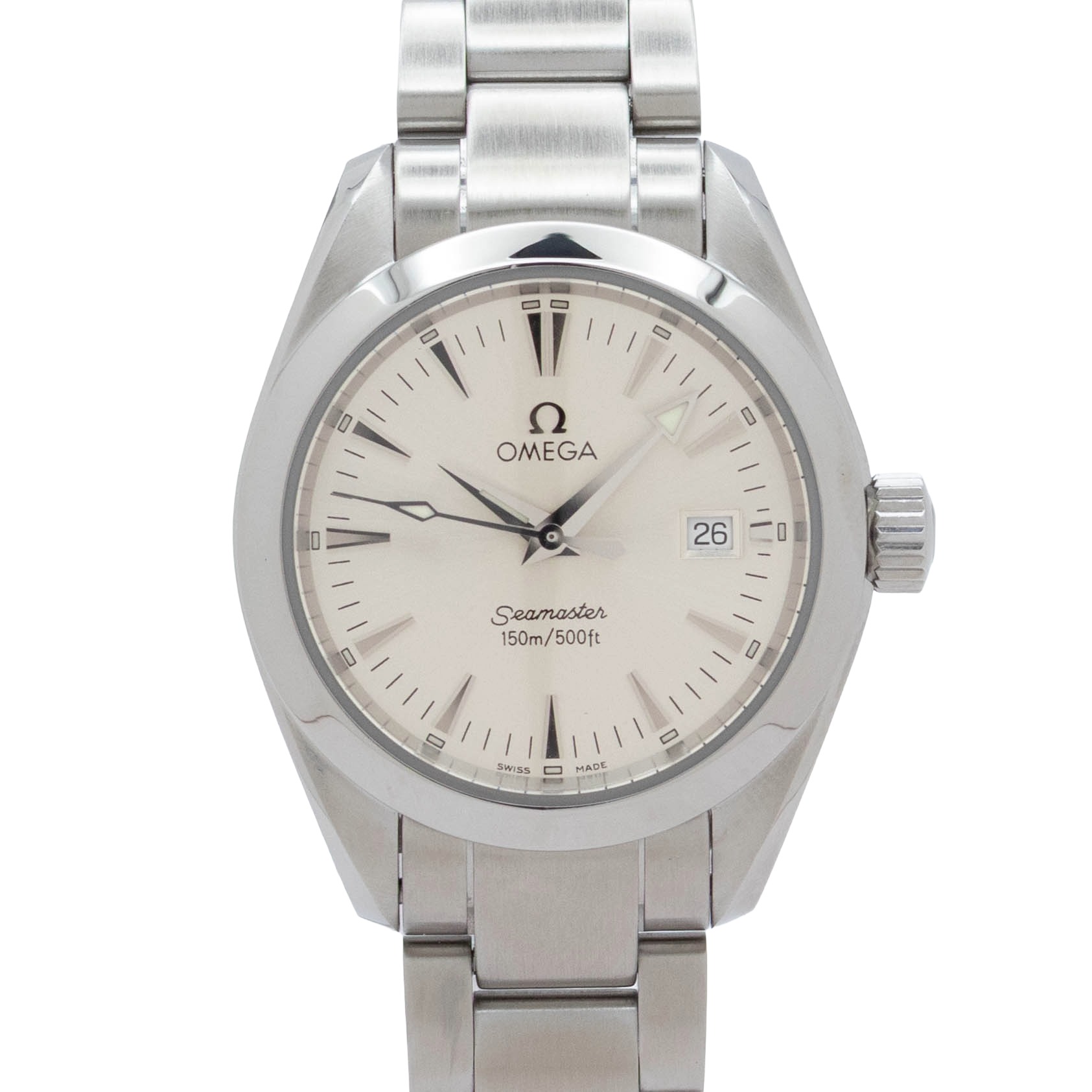 【中古】【箱・保証書付き】 オメガ OMEGA シーマスター アクアテラ 2577.30 OMEGA Seamaster クォーツ 腕時計 レディース シルバー