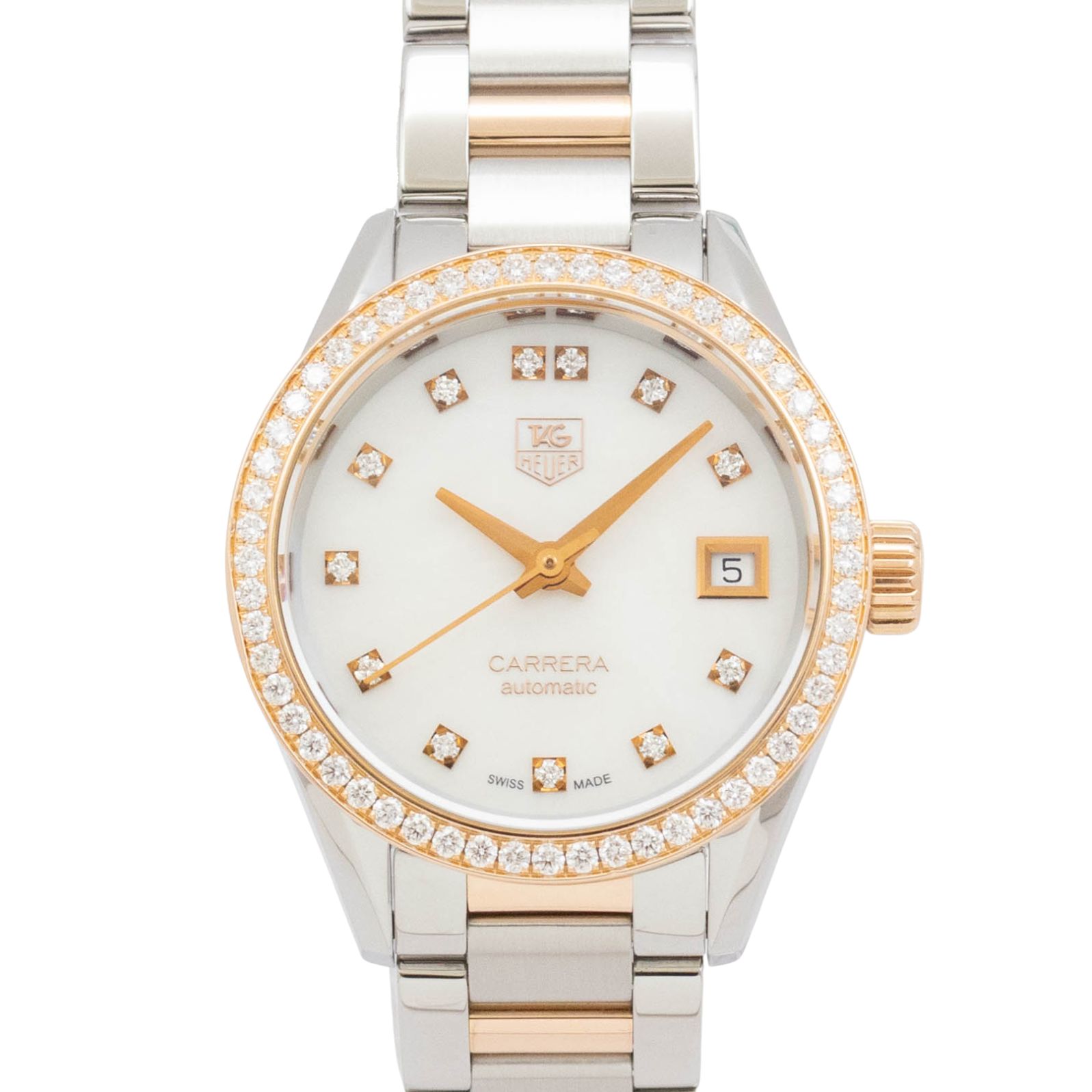【中古】【箱・保証書付き】 タグホイヤー TAG HEUER カレラ WAR2453 TAG Heuer Carrera 自動巻き 腕時計 レディース パール