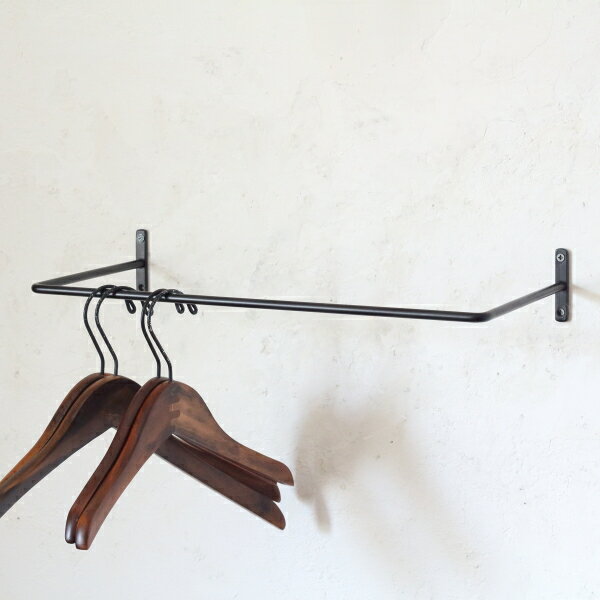 コートハンガー ウォールバーハンガー ハンギングバー ハンガーバー 吊下げ アイアン 壁掛け 壁 スリム 玄関 おしゃれ ブラック 黒 M BK