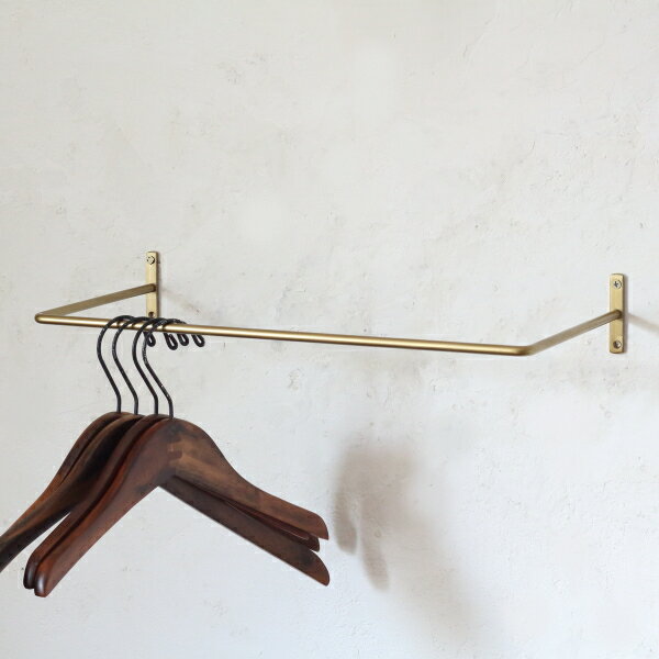 コートハンガー ウォールバーハンガー ハンガーバー 吊下げ おしゃれ 玄関 壁 スリム 壁掛け アイアン シンプル ゴールド M GD