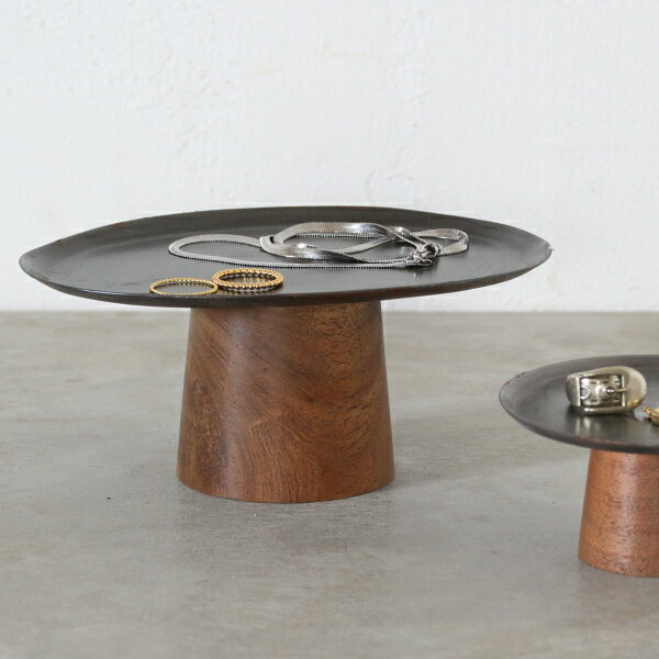 アクセサリー置き アクセサリートレイ 木製 アイアン おしゃれ スタンド 小物置き 玄関 スモール コンポート オーバル