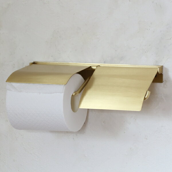 トイレットペーパーホルダー 真鍮 ダブル 両側 両サイド カバー付き 2連 金 ゴールド おしゃれ シンプル DIY