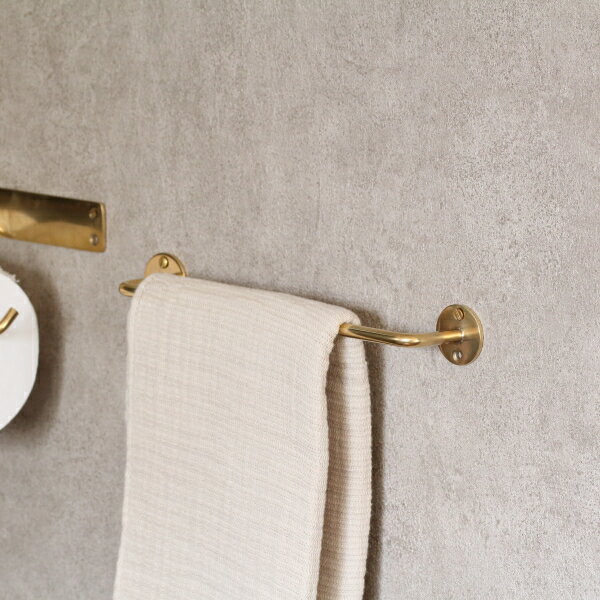 タオルハンガー タオル掛け 洗面所 壁 おしゃれ ゴールド 真鍮 トイレ キッチン 壁付 S 丸 (幅約28cm)