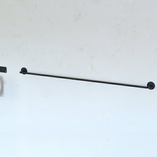 タオルハンガー タオル掛け 洗面所 壁 おしゃれ ブラック 黒トイレ キッチン 壁付 L 丸 (幅約68cm)