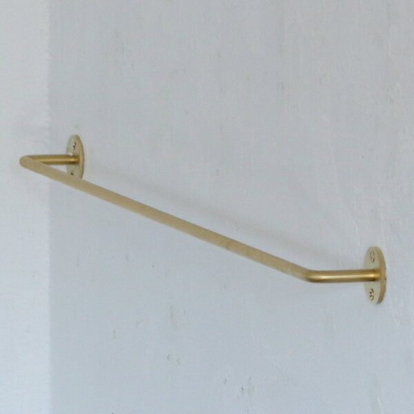 タオルハンガー タオル掛け ロング 長い バスタオル 洗面所 トイレ 壁 壁付 おしゃれ ゴールド 真鍮 壁付 L 丸 (幅約68cm)