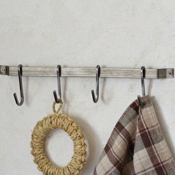 ウォールフック ハンガーフック レイルフック アイアン 壁掛け 鍵かけ 小物掛け 4連 可動 付け外し可 ..