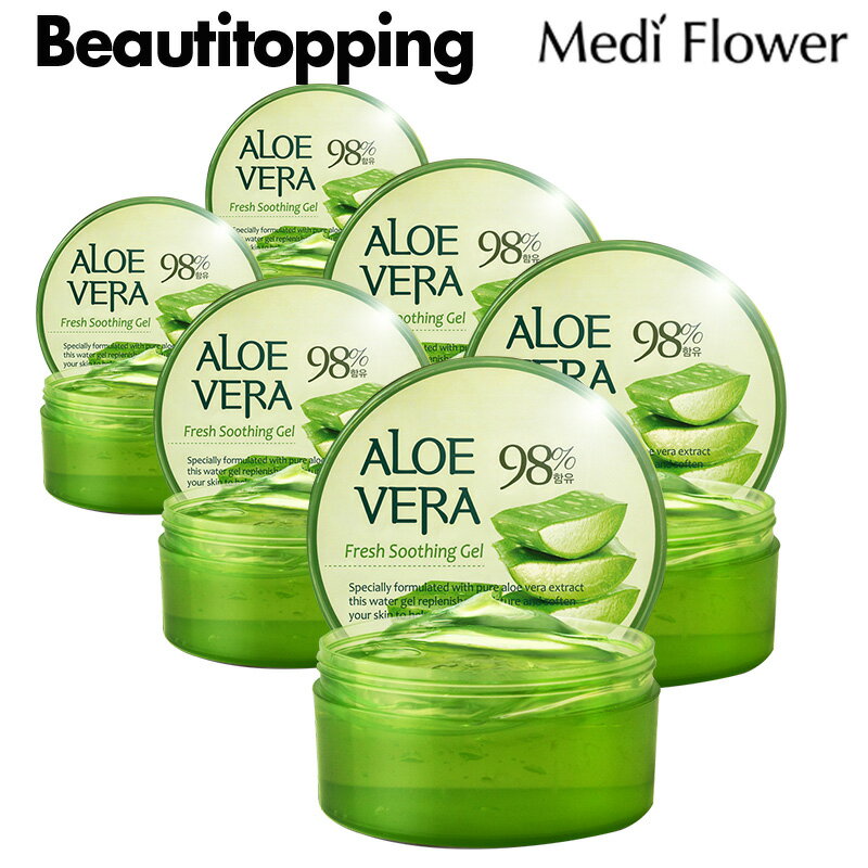 お得な6個セット【Medi Flower】メディフラワー アロエ ベラフレッシュスージングジェル (300ml) スーシングジェル アロエジェル アロエベラ アロエベラジェル アロエベラ アロエ 保湿 水分 ボディケア 韓国コスメ 海外通販...