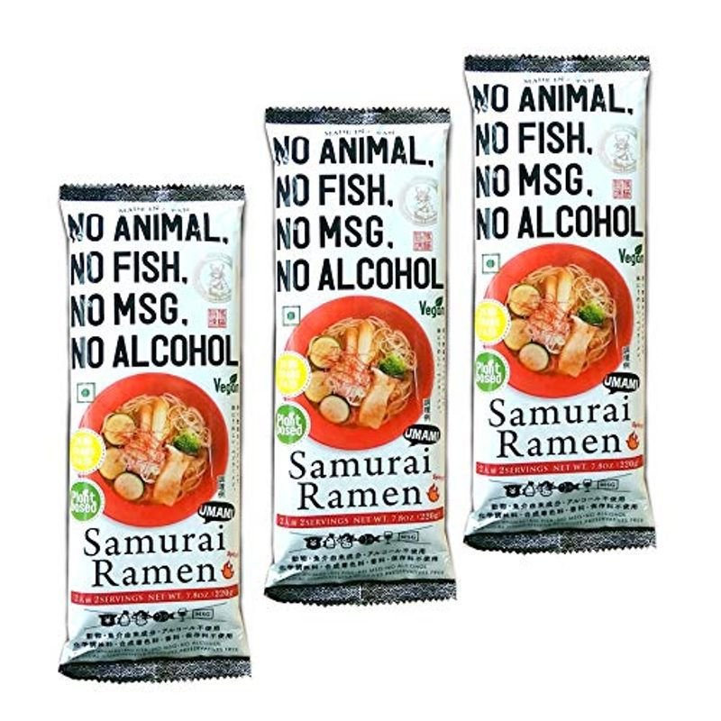 サムライラーメン、Samurai Ramen UMAMI（サムライラーメン旨味2人前）×3袋　動物・魚介由来成分、アルコール、化学調味料、にんにく不使用　ラーメンを超えて行け！新しい価値観のラーメン。きっとあなたを自由にしてくれます。