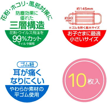 スケーター 三層構造 不織布 マスク 子供用 10枚入 ハローキティ サンリオ MSKP3