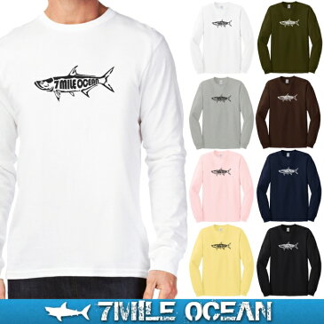 メール便 送料無料 ビッグサイズ 7MILE OCEAN メンズ 長袖 Tシャツ ロングTシャツ 無地 プリント ロゴ ターポン ルアー フライ フィッシング ゲームフィッシュ カッコいい アメカジ アウトドア