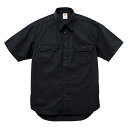 半袖 シャツ メンズ ワークシャツ メンズ T/Cツイル S サイズ ブラック