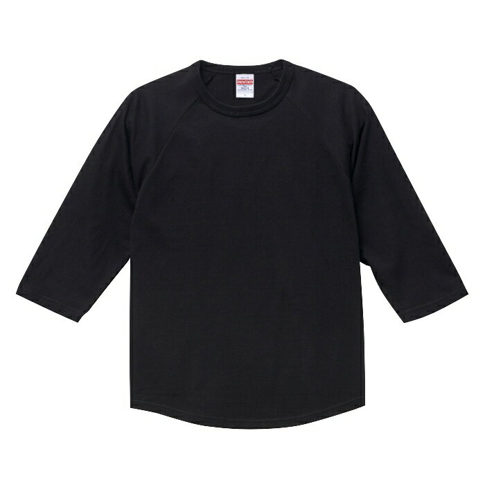 Tシャツ 長袖 メンズ ラグラン 7分袖 3/4スリーブ 5.6oz S サイズ ブラック