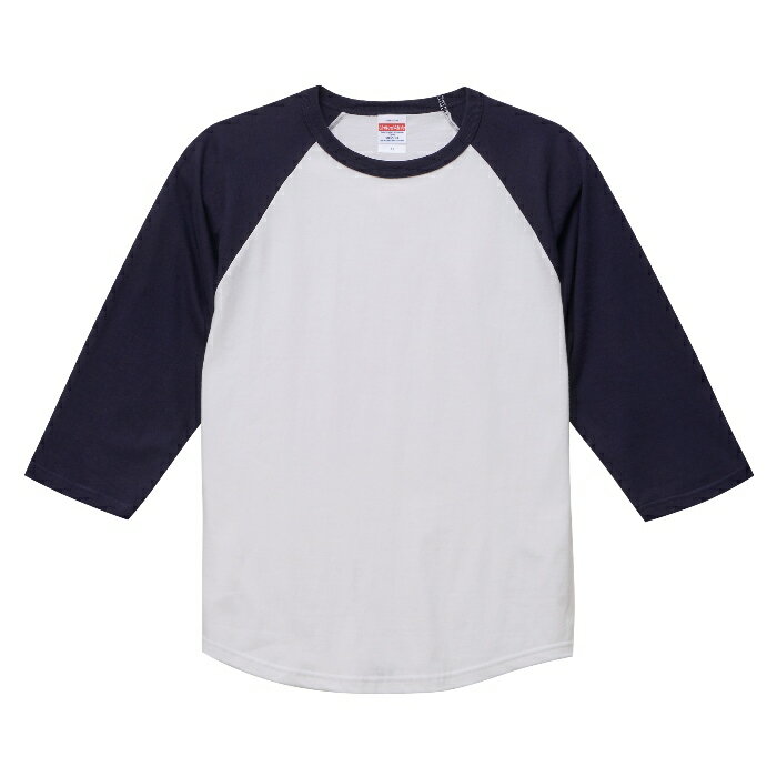 Tシャツ 長袖 メンズ ラグラン 7分袖 3/4スリーブ 5.6oz S サイズ ホワイト/ネイビー メーカー取寄せ品