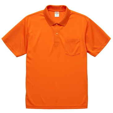 ポロシャツ 半袖 メンズ ポケット付き ドライ アスレチック 4.1oz XXXXL サイズ オレンジ ビック 大きいサイズ