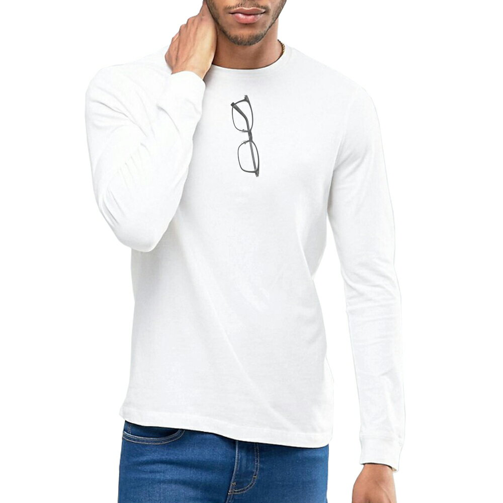 メンズ Tシャツ 長袖 ロングTシャツ ロンt プリント アメカジ 大きいサイズ 7MILE OCEAN めがね オモシロ だまし絵