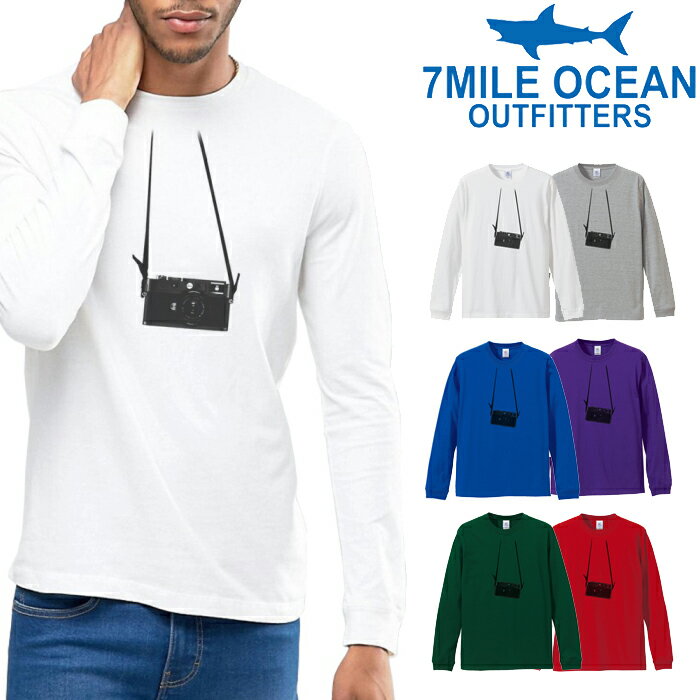 メンズ Tシャツ 長袖 ロングTシャツ ロンt プリント アメカジ 大きいサイズ 7MILE OCEAN だまし絵 カメラ