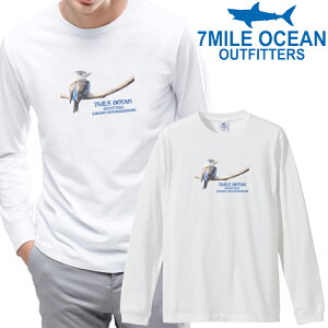 メンズ Tシャツ 長袖 ロングTシャツ ロンt プリント アメカジ 大きいサイズ 7MILE OCEAN ワライカワセミ 野鳥