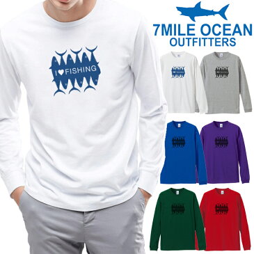 メンズ Tシャツ 長袖 ロングTシャツ ロンt プリント アメカジ 大きいサイズ 7MILE OCEAN フィッシング