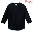 メンズ Tシャツ 長袖 3/4スリーブ ベースボール ヘビーウェイト 5.6オンス 無地 ブラック M サイズ 107-CRB