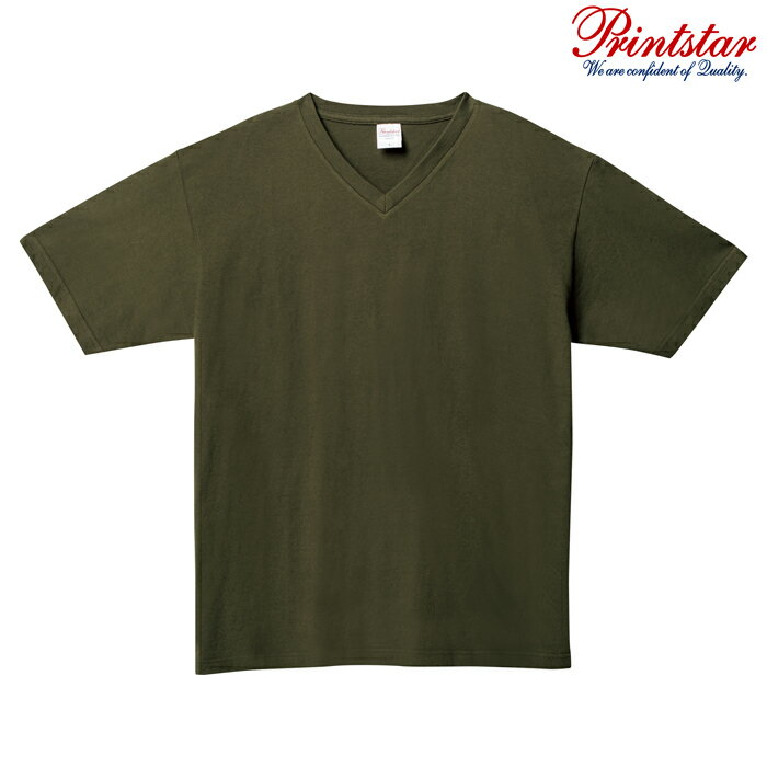 メンズ ビックサイズ 大きいサイズ Tシャツ 半袖 Vネック ヘビーウェイト 5.6オンス 無地 アーミーグリーン XL サイズ 108-VCT メーカー取寄せ品