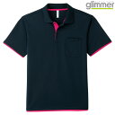 メンズ レディース ポロシャツ 半袖 ドライポロシャツ 4.4オンス レイヤード ポケット付き 無地 ネイビー×ホットピンク 339-AYP メーカー取寄せ品