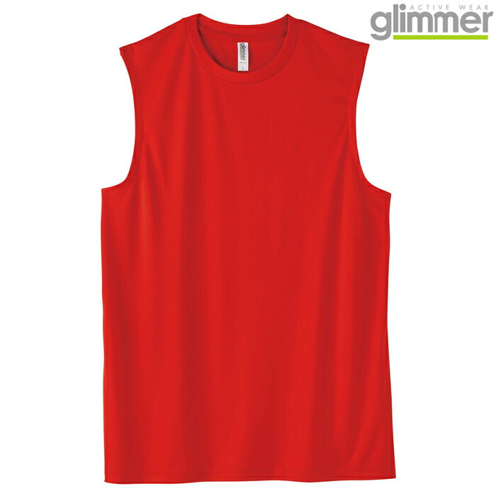メンズ レディース キッズ ノースリーブ tシャツ ドライ インターロック 3.5オンス 無地 レッド SS サイズ 353-AIN メーカー取寄せ品